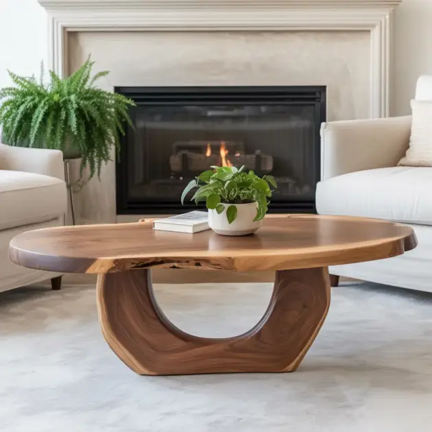 Coffee Table Reclaimed Solid Wood Live Edge Farmhouse Style