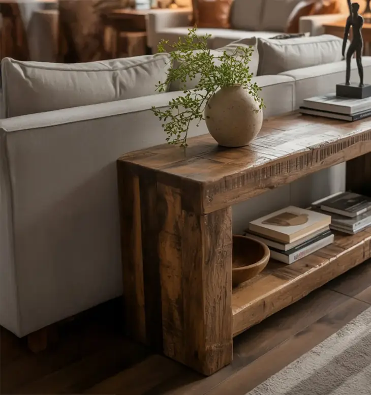 Reclaimed Solid Wood Entry Table with Shelf Handmade – Soxysport